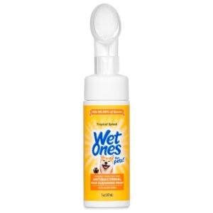Wet Ones for Pets Antibacterial Dog Paw Cleaner with Built-in Scrubber Brush, Tropical Splash Scent - Foaming Cleanser for Dog Paws - Paw Washer & Grooming Care, 5 Ounce