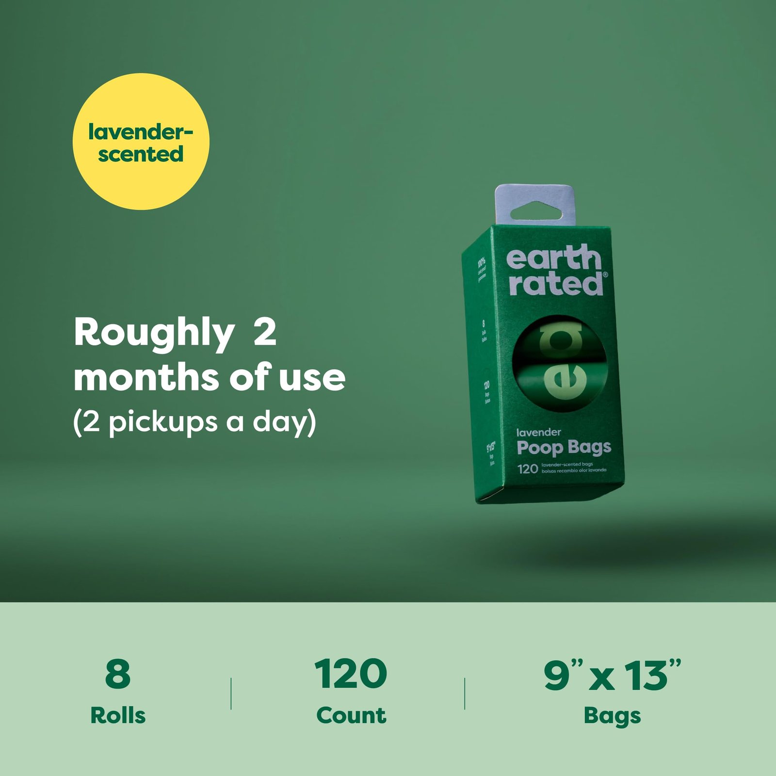 Earth Rated Poop Bags for Dogs Guaranteed Leak Proof and Extra Thick Waste Bag Refill Rolls, Lavender Scented, 120 Bags - Image 2