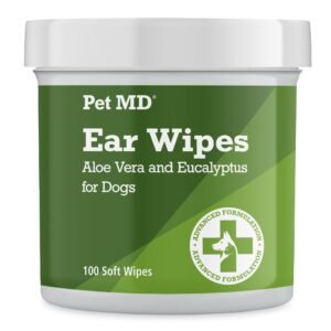 Pet MD - Dog Ear Cleaner Wipes - Otic Cleanser for Dogs to Stop Ear Itching, and Infections with Aloe and Eucalyptus - 100 Count