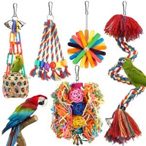 Colorful Bird Rope Perch & Chewing Toy with Bell