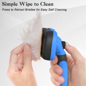 Swihauk Self Cleaning Slicker Brush - Skin Friendly Deshedding Grooming Tool for Dogs & Cats, Suitable for Shedding & Haired Pets, with Pet Supplies Accessories, Blue - Image 6