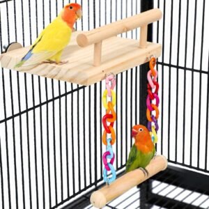 FrgKbTm Wooden Bird Play Gym with Swing & Ferris Wheel