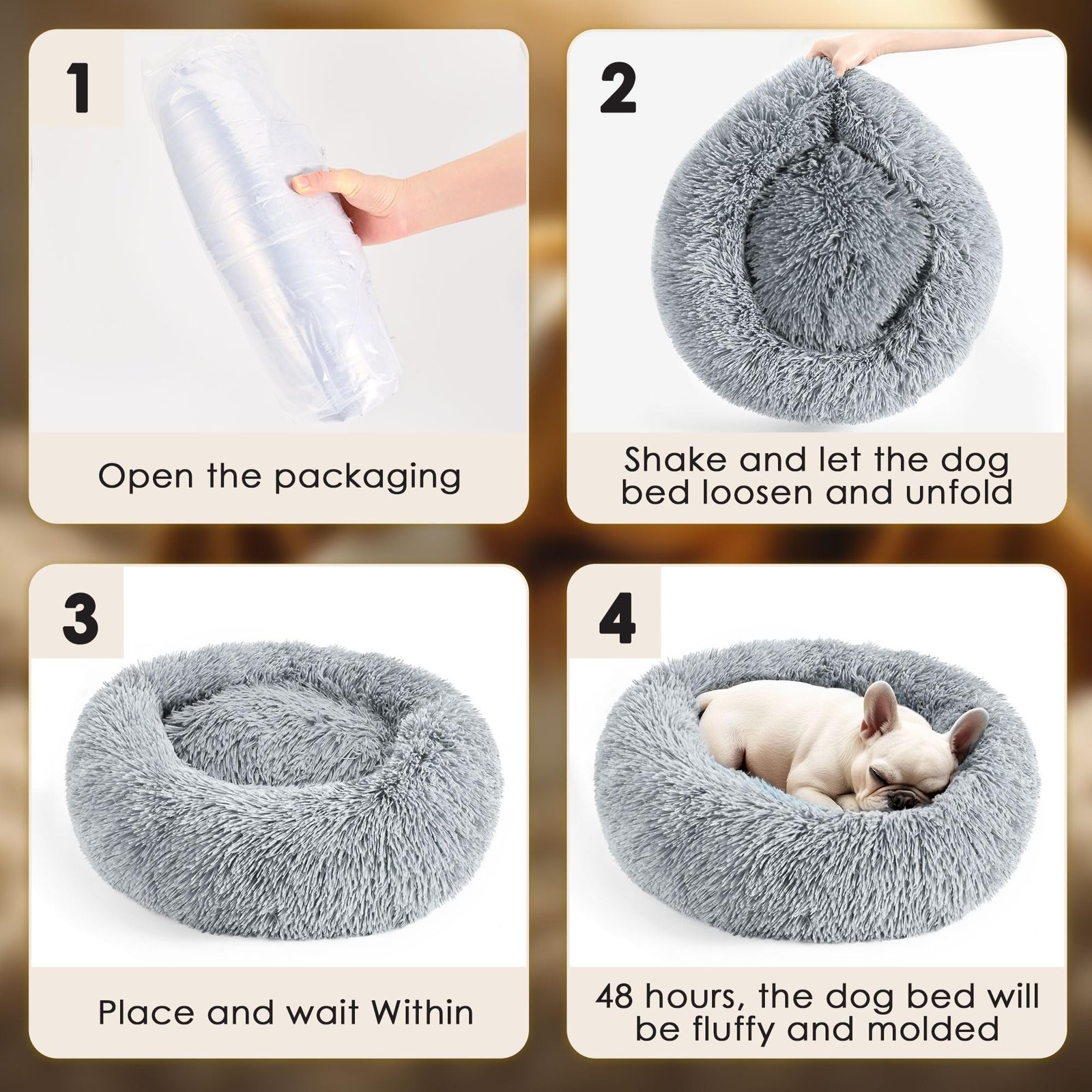 Hoewina Washable Calming Donut Pet Bed (20-Inch) - Image 2