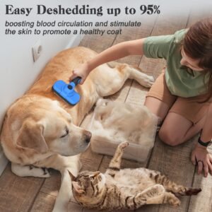 Swihauk Self Cleaning Slicker Brush - Skin Friendly Deshedding Grooming Tool for Dogs & Cats, Suitable for Shedding & Haired Pets, with Pet Supplies Accessories, Blue - Image 4